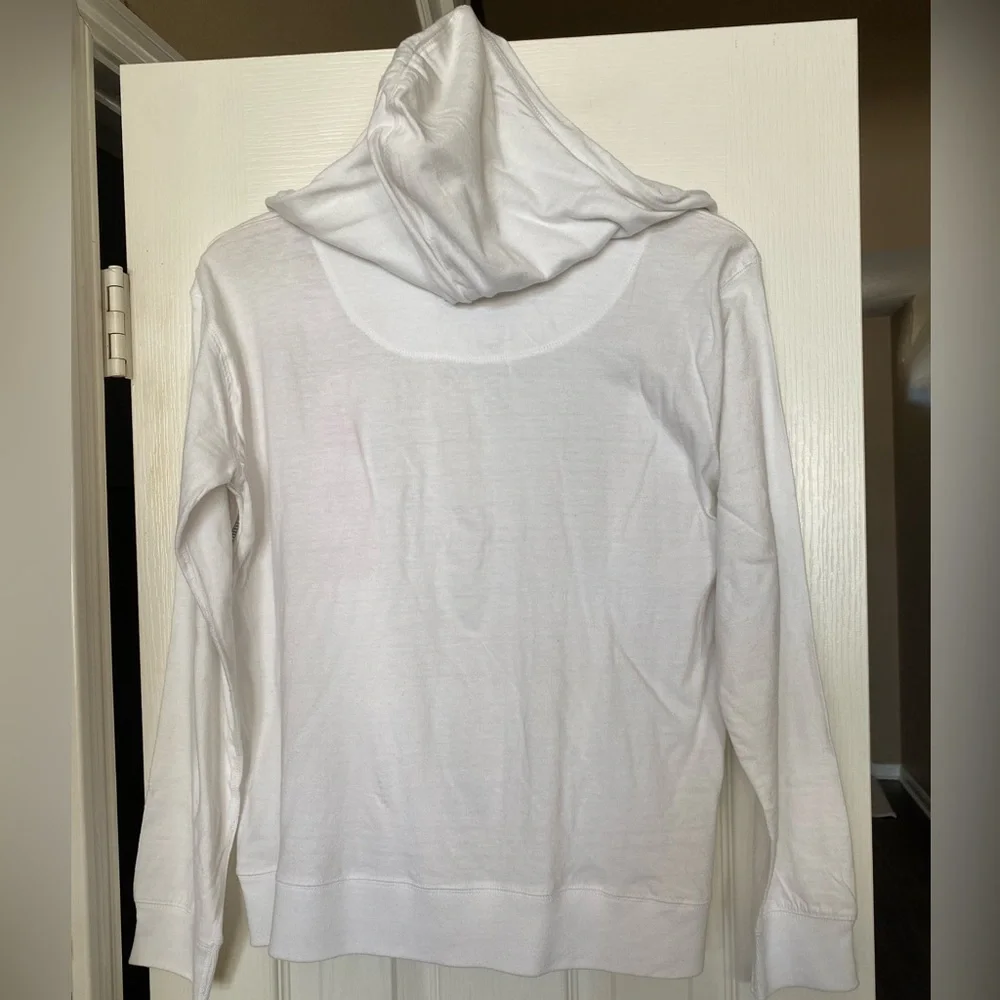 White Kansas Jayhawks Jacket Hoodie Zip up Women’s Large Officially Licensed KU